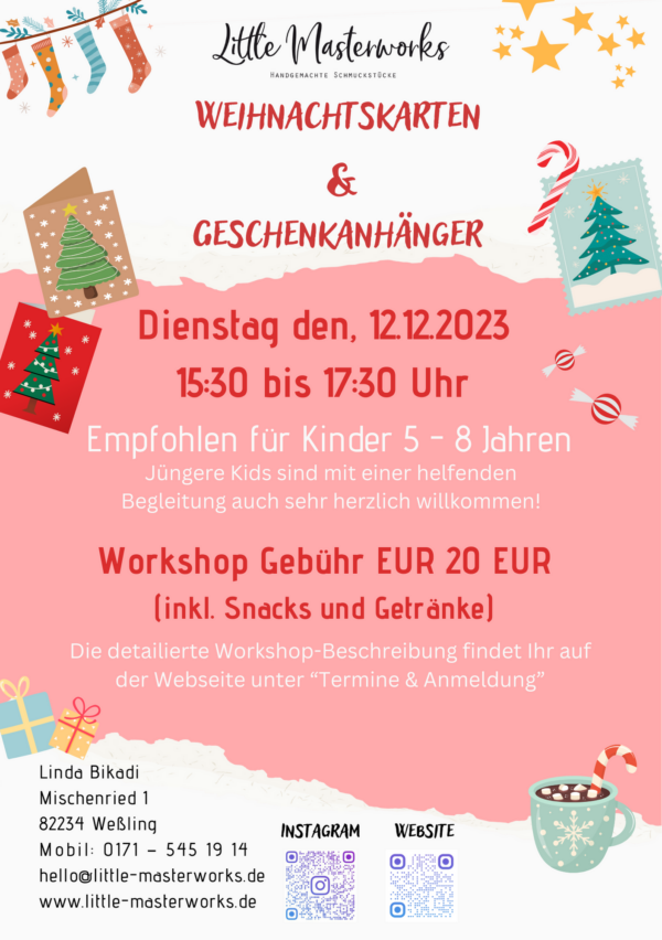 Weihnachtskarten und Geschenkanhänger fertigen am 12.12.2023