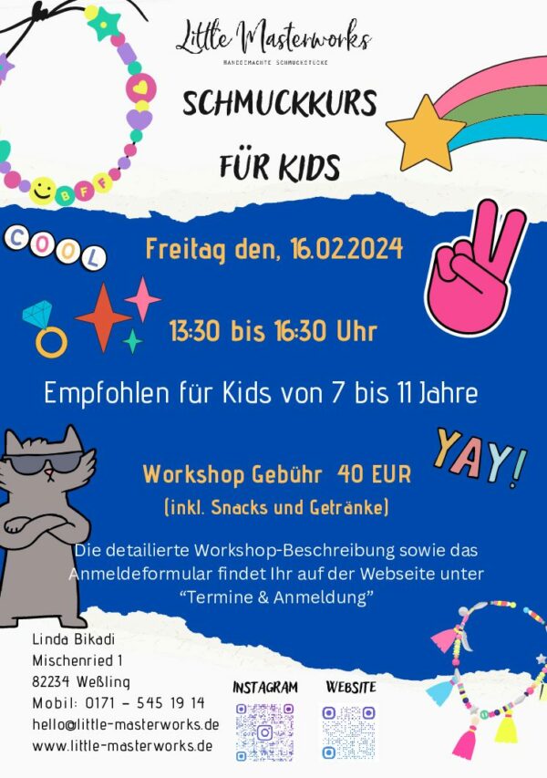 Schmuck-Kurs für Kinder am 16.02.2024 (in den Faschingsferien)