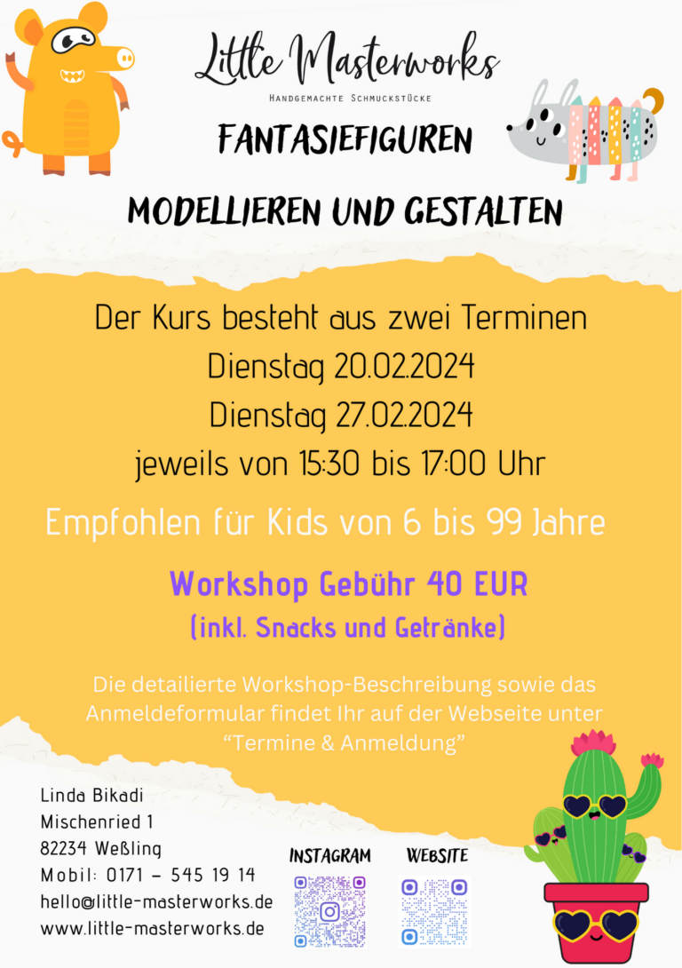 Mehr über den Artikel erfahren Fantasiefiguren modellieren und gestalten am Dienstag den 20.02.24 + 27.02.24                                                jeweils von 15:30 bis 17:00