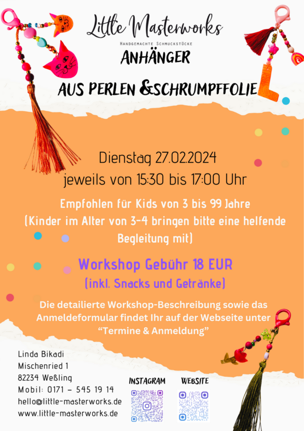 Anhänger aus Perlen & Schrumpffolie – Workshop für Kinder am 27.02.2024