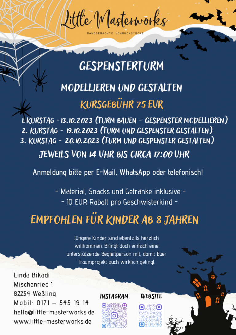 Mehr über den Artikel erfahren Gespenster-Turm bauen und gestalten (Workshop besteht aus 3 Terminen) 13, 19 und 20.10.2024 jeweils von 14 bis 17:00 Uhr