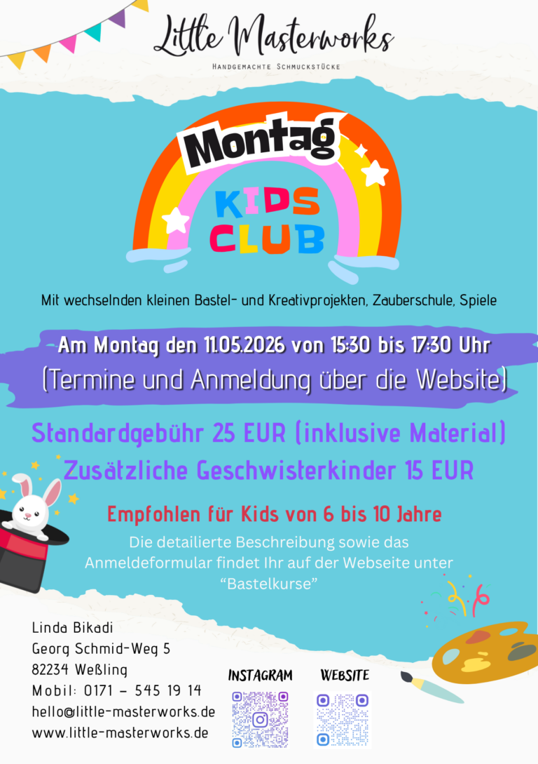 Mehr über den Artikel erfahren Kreativer Kids-Club – am Montag den 11.05.2026 – kleine Kreativprojekte, Spiele und Zauberschule 6 bis 10 Jahre –  von 15:30 bis 17:30 Uhr